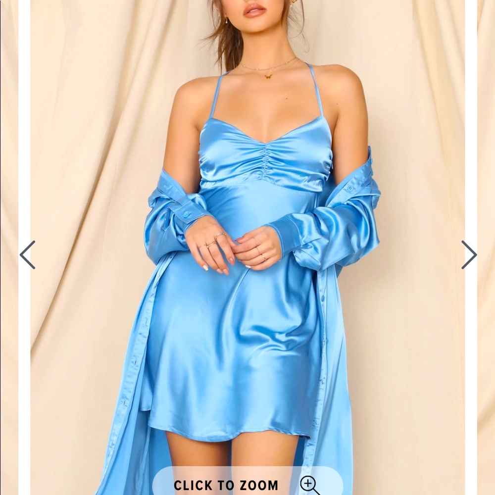 SATIN BLUE DRESS SET